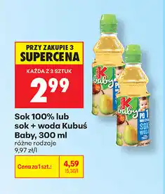 Biedronka Sok 100% lub sok + woda Kubuś Baby, 300 ml oferta