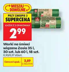 Biedronka Worki na śmieci wiązane Zosia 35 l, 30 szt. lub 60 l, 18 szt oferta