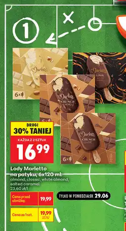 Biedronka Lody Marletto na patyku, 6x120 ml: almond, classic, white almond, salted caramel oferta