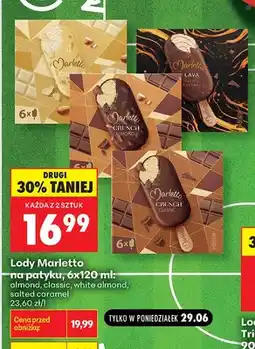 Biedronka Lody na patyku Marletto White Almond 6-pak oferta