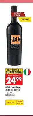 Biedronka Wino wytrawne czerwone 40 Primitivo di Manduria oferta