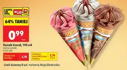 Biedronka Lody rożek truskawkowy Koral oferta