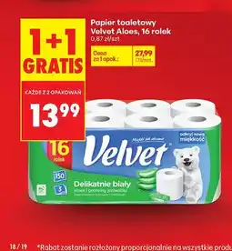Biedronka Papier toaletowy Velvet Delikatnie biały Aloes 16-pak oferta