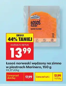 Biedronka Łosoś norweski wędzony na zimno w plastrach Marinero oferta