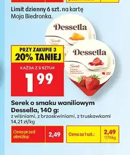 Biedronka Serek o smaku waniliowym Dessella z wiśniami oferta