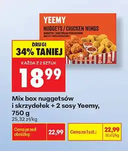 Biedronka Mix box nuggetsów i skrzydełek + 2 sosy Yeemy oferta