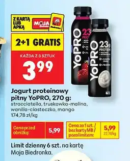 Biedronka Jogurt proteinowy pitny Danone YoPRO stracciatella oferta