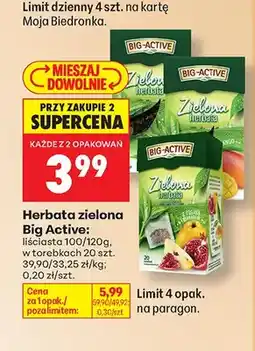 Biedronka Herbata zielona Big Active w torebkach oferta