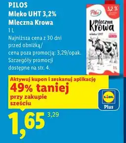 Lidl Mleko UHT 3,2% Mleczna Krowa Pilos oferta