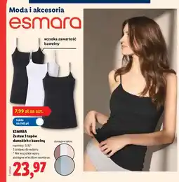 Lidl Topy damskie z bawełną Esmara 3-pak oferta