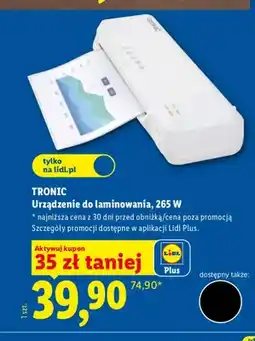 Lidl Urządzenie do laminowania Tronic oferta