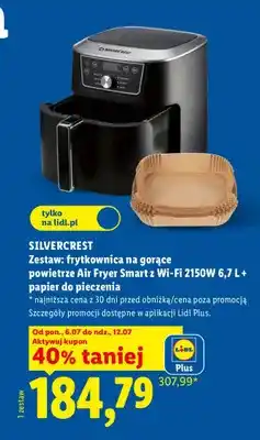 Lidl Zestaw frytkownica na gorące powietrze Air Fryer Smart Silvercrest + papier do pieczenia oferta