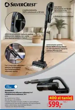Lidl Akumulatorowy odkurzacz cyklonowy 2 w 1 z silnikiem bezszczotkowym SILVERCREST 24V oferta