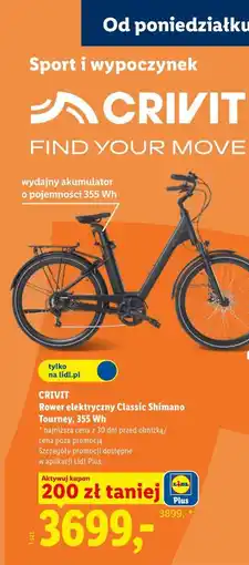 Lidl CRIVIT Rower elektryczny Classic Shimano Tourney, 355 Wh oferta
