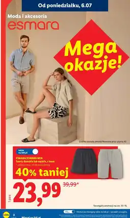 Lidl ESMARA/ESMARA MEN Szorty damskie lub męskie, z lnem oferta