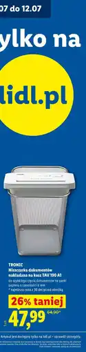 Lidl TRONIC Niszczarka dokumentów nakładana na kosz TAV 190 A1 oferta
