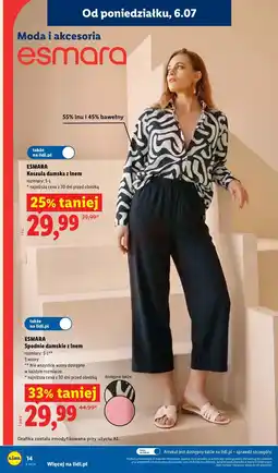 Lidl ESMARA Koszula damska z lnem / Spodnie damskie z lnem oferta