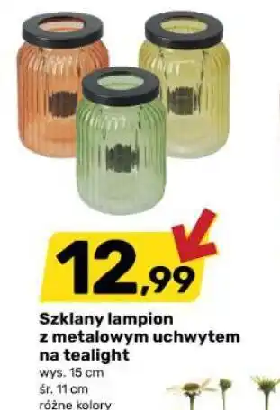 Szklany lampion z metalowym uchwytem na tealight