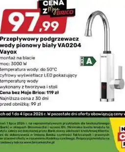 Bricomarche Przepływowy podgrzewacz wody pionowy biały VA0204 Vayox oferta