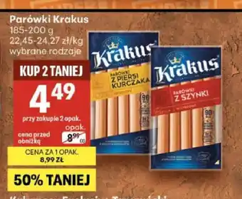 Delikatesy Centrum Parówki z piersi kurczaka Krakus oferta
