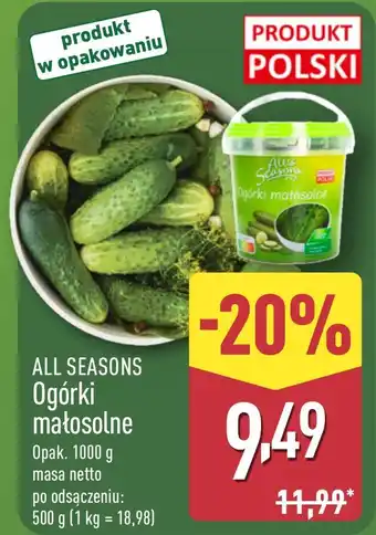 ALDI ALL SEASONS Ogórki małosolne oferta