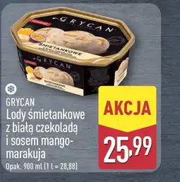 ALDI Grycan Lody śmietankowe z białą czekoladą i sosem mango-marakuja oferta