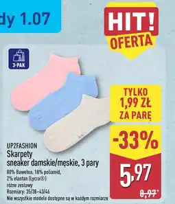 ALDI UP2FASHION Skarpety sneaker damskie/męskie, 3 pary oferta
