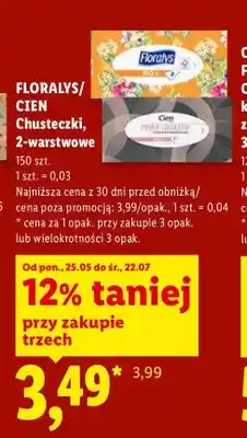 Lidl Chusteczki 2-warstwowe Cien oferta