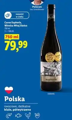 Lidl Wino białe półwytrawne Cuvee Euphoria Winnica Witaj Słońce polskie oferta