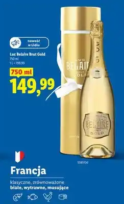 Lidl Wino musujące wytrawne Luc Belaire Brut Gold francuskie oferta