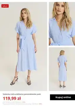 Greenpoint Sukienka midi w delikatne jasnoniebieskie paski Greenpoint oferta