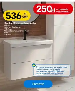 Castorama Zestaw szafka pod umywalkę Clever + umywalka ceramiczna Nira oferta