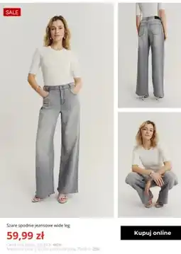 Greenpoint Spodnie jeansowe wide leg Greenpoint szare oferta