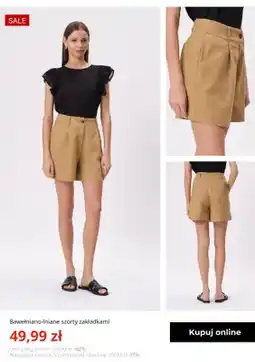 Greenpoint Szorty bawełniano-lniane zakładkami Greenpoint oferta