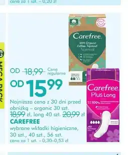 SuperPharm Wkładki higieniczne Carefree Cotton Feel Normal oferta