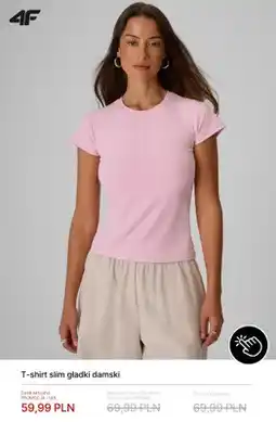 4F T-shirt damski slim gładki 4F oferta