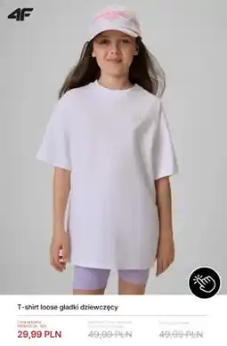 4F T-shirt loose gładki dziewczęcy 4F oferta