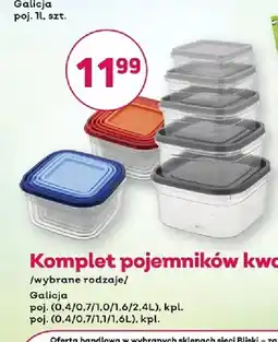 Bliski Komplet pojemników kwadratowych Galicja 0,4 l 0,7 l 1,0 l 1,6 l 2,4 l oferta