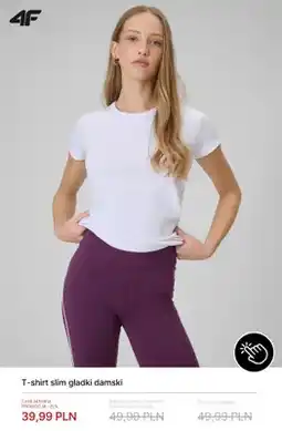 4F T-shirt slim gładki damski 4F oferta