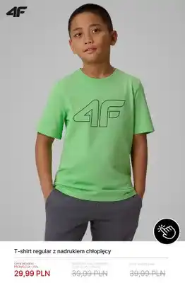 T-shirt regular z nadrukiem chłopięcy 4F