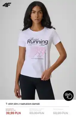 4F T-shirt slim z nadrukiem damski 4F oferta