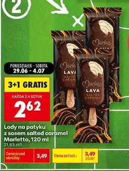 Biedronka Lody na patyku z sosem salted caramel Marletto Lava oferta