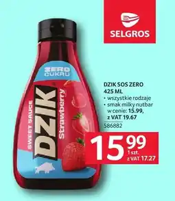 Selgros Sos zero truskawkowy Dzik oferta