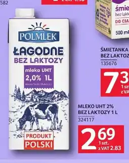Selgros Mleko UHT 2% bez laktozy Polmlek oferta