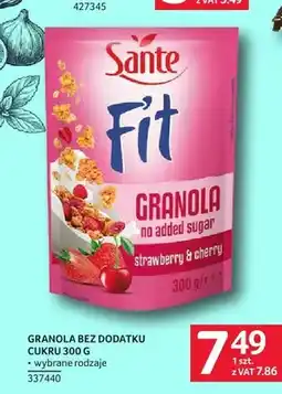 Selgros Granola bez dodatku cukru truskawka i wiśnia Sante Fit oferta
