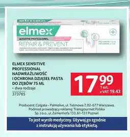 Selgros Pasta do zębów Elmex Sensitive Professional Repair & Prevent oferta