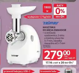 Selgros Maszynka do mięsa Zelmer ZMM4045B oferta