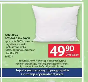 Selgros Poduszka Actigard 70x80 cm oferta