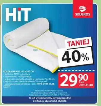 Selgros Kołdra Hawaii 160x200 cm oferta