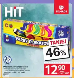 Selgros Farby plakatowe Astra 12 kolorów oferta